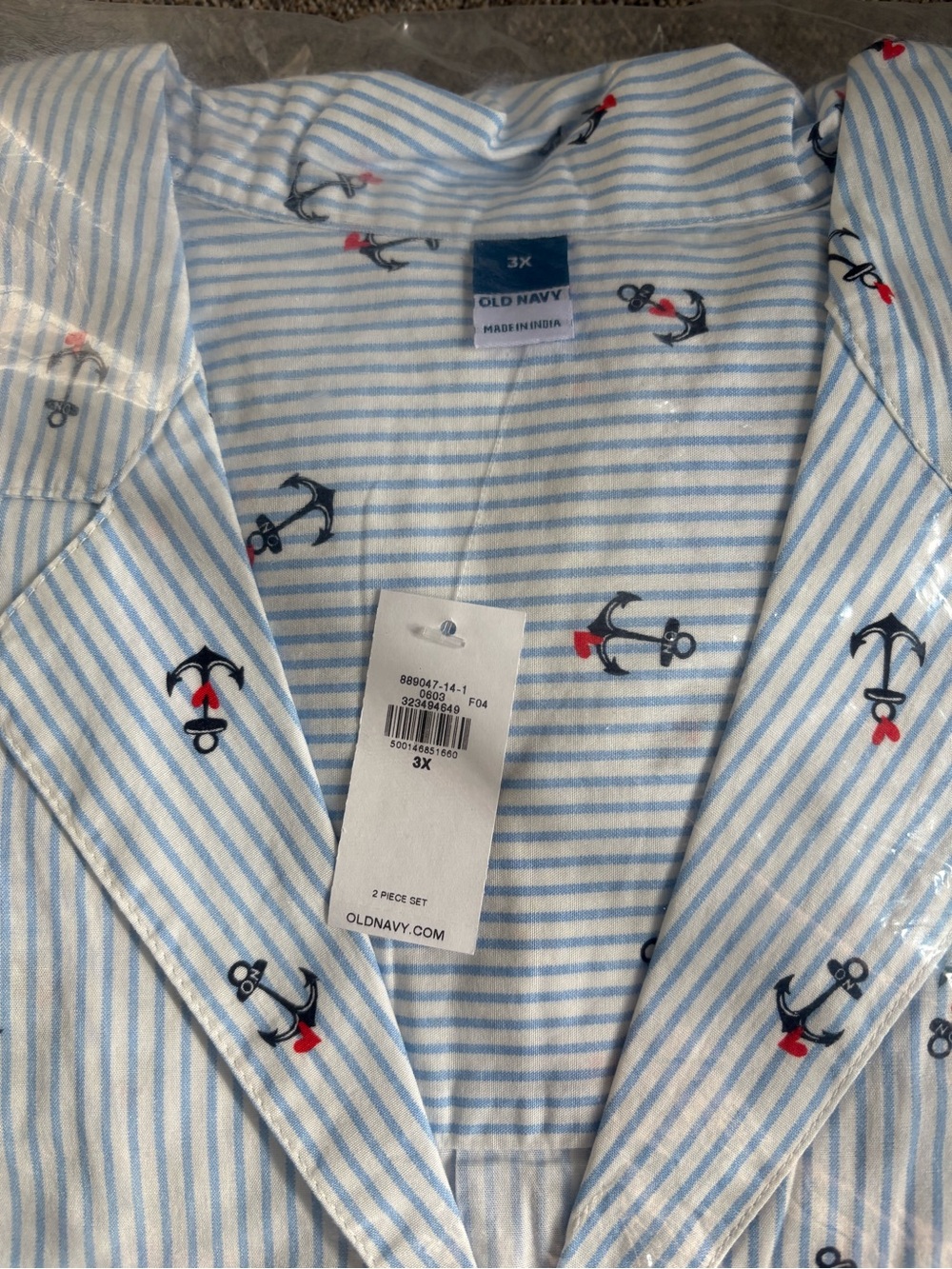 NWT Old Navy Women’s Poplin Pajama Pant Set Anchor Print - Picture 6 of 9